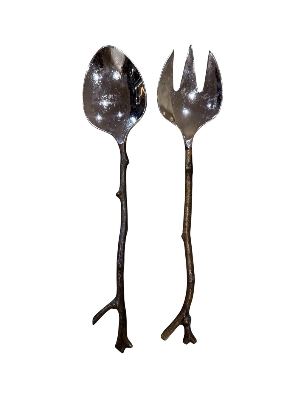 Decorative Stainless and Brass Handle Finish Serving Set Home Nature
